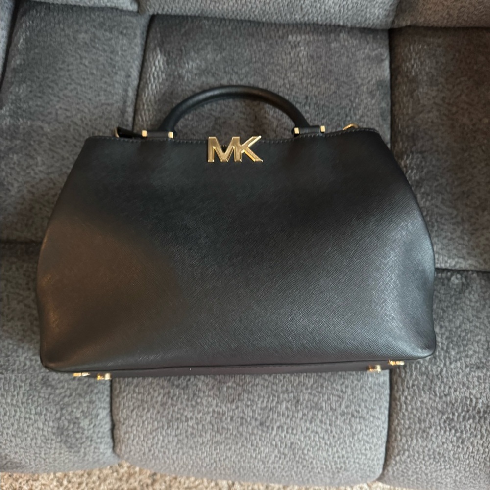 Michael Kors Black Satchel with Gold Hardware and Structured Design